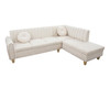 White 2-Piece Flannel Sectional Sofa with Right-Facing Chaise Channel-Tufted