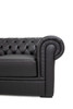 Black Leather Chesterfield Corner Sectional Sofa with Left-Facing Return