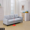 Gray White Linen 3-Seat Sectional Single Sofa with Supportive Seat Cushioning