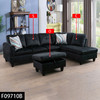 Black 3-Piece Upholstered L-Shaped Sectional Sofa with Right-Side Chaise