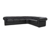Black Leather Chesterfield Corner Sectional Sofa with Right-Facing Return
