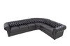 Black Leather Chesterfield Corner Sectional Sofa with Right-Facing Return