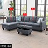 Dark Gray 3-Piece Flannelette Sectional Sofa with Left-Facing Chaise and Ottoman
