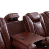 Red 3-Piece Breathable Leather Reclining Corner Sectional with Consoles and LED