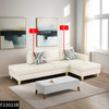White 2-Piece Faux Leather Sectional Sofa with Right-Facing Chaise and Stitching
