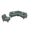 Dendrobium Green 4-Piece Calico Modular Corner Sectional Sofa with Armless Chair
