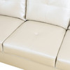 Bright Light Gray 3-Piece Semi-PU Synthetic Leather Sectional with Left-Facing