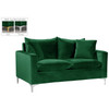 LT582 Green Velvet Loveseat with Supportive Seat Cushioning and Inviting Profile