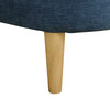 Blue Fur Cloth Sectional Ottoman with Padded Cushion and Tapered Legs and Feet