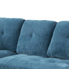 Blue 3-Piece Flannel-Leather Sectional with Left-Facing Chaise Storage Ottoman