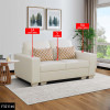 White 2-Piece Top-Grain Leather Modular Loveseat with Double Track Arms