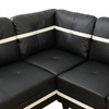 Black and White 3-Piece Semi-PU Synthetic Leather Sectional with Right-Facing