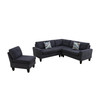 Dark Gray 4-Piece Massa Flannel Modular Corner Sectional Sofa with Armless Chair