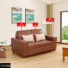 Brown 2-Piece Top-Grain Leather Modular Loveseat with Double Track Arms