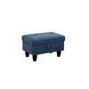 Blue Linen Lift-Top Sectional Storage Ottoman with Tufted Cushion and Tapered