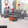 Dark Gray 3-Piece Faux Leather L-Shaped Sectional Sofa with Left-Side Chaise