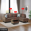 Brown 3-Piece Pineapple Fabric Sectional Sofa with Right-Facing Chaise