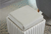 Beige Velvet Storage Ottoman Cube with Reversible Tray and Channel Tufting