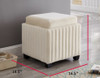 Beige Velvet Storage Ottoman Cube with Reversible Tray and Channel Tufting