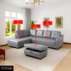 Gray 3-Piece Semi-PU Synthetic Leather Sectional with Left-Facing Chaise Storage