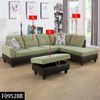Green Umber 3-Piece Flannel and PVC Sectional Sofa with Right-Facing Chaise