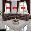 Brown 3-Piece Semi-PU Synthetic Leather Reclining Corner Sectional with Wedge