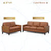 Camel Brown 2-Piece Top-Grain Leather Living Room Set with Loveseat and 3-Seat