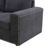 Dark Gray 5-Piece Corduroy Modular Corner Sectional with Cup Holder Console