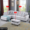 Light Gray 3-Piece Flannel Upholstered L-Shaped Sectional Sofa with Left-Facing