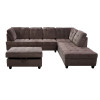 Espresso 3-Piece Pineapple Velvet Sectional Sofa with Right-Facing Chaise