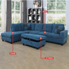 Blue Flannel Lift-Top Storage Ottoman with Tufted Cushion and Tapered Legs