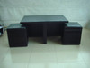 Blue Flannel Lift-Top Storage Ottoman with Tufted Cushion and Tapered Legs
