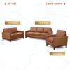 Camel Brown 3-Piece Top-Grain Leather Living Room Set with Sofa Loveseat