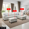 Silver Green 3-Piece Faux Leather Sectional Sofa with Right-Facing Chaise