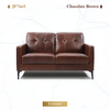 Chocolate Brown Top-Grain Leather Loveseat with Tufted Back Cushions and Tapered