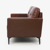 Chocolate Brown Top-Grain Leather Loveseat with Tufted Back Cushions and Tapered