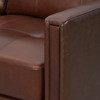 Chocolate Brown Top-Grain Leather Loveseat with Tufted Back Cushions and Tapered