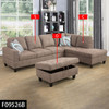 Coffee Brown 3-Piece Flannel Sectional Sofa with Right-Facing Chaise and Ottoman