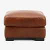 Chestnut Brown Top-Grain Leather Square Ottoman with Padded Cushion and Loveseat