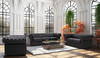 Black Leather Loveseat with Padded Back and Arms and Supportive Seat Cushioning