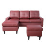 Red Semi-PU Synthetic Leather 3-Piece Living Room Set with Sofa Loveseat