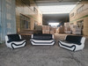 Black and White Faux Leather 3-Piece Living Room Set with Sofa Loveseat