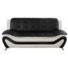 Black and White Faux Leather 3-Piece Living Room Set with Sofa Loveseat