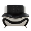 Black and White Faux Leather 3-Piece Living Room Set with Sofa Loveseat