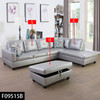 Silver 3-Piece Semi-PU Synthetic Leather Sectional Sofa with Right-Facing Chaise
