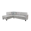 Gray White Linen 3-Piece Sectional with Left-Facing Chaise Vibration Massage