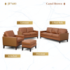 Camel Brown 4-Piece Top-Grain Leather Living Room Set with Sofa Loveseat