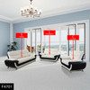 Black and White 3-Piece Faux Leather Living Room Set with Sofa Loveseat