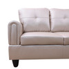 Latte 3-Piece Faux Leather Sectional Sofa with Right-Facing Chaise and Lift-Top