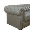 89-Inch Dark Gray 2-Piece Cow Top Leather Chesterfield Sectional with Upholstery
